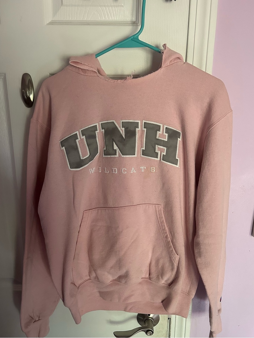 Champion Pink UNH Wildcats Hoodie with Gray Logo